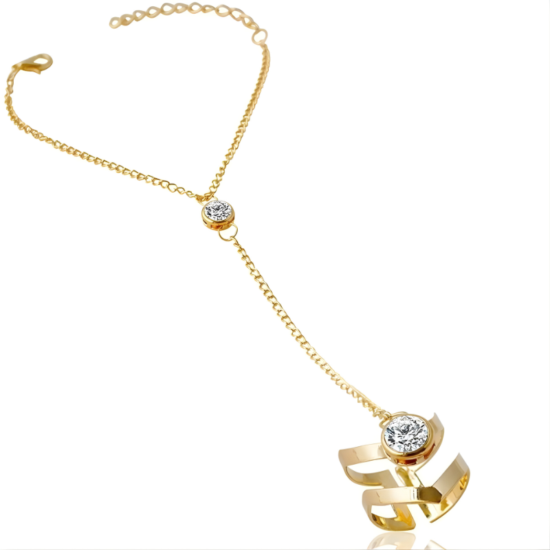 Elegantes Gold-Armband mit Zirkonia und Ring