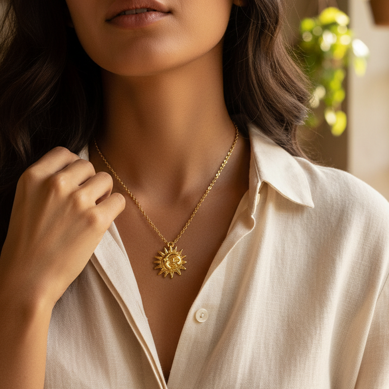 Sonnen- und Mondanhänger Halskette