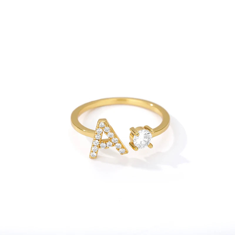 Luxuriöse Verstellbare Buchstabenringe mit Zirkonia