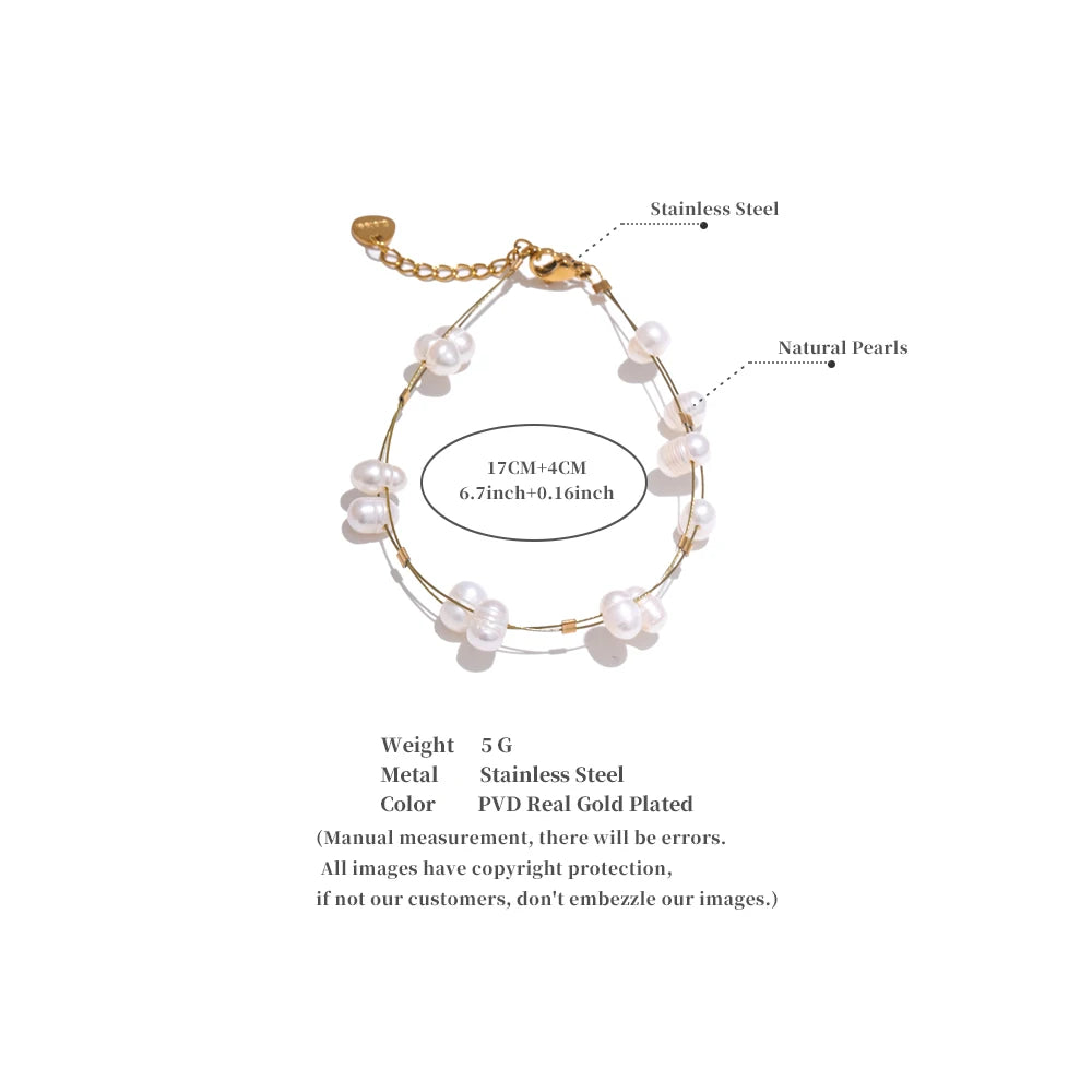 Elegantes Armband aus Süßwasserperlen, 18 Karat vergoldet