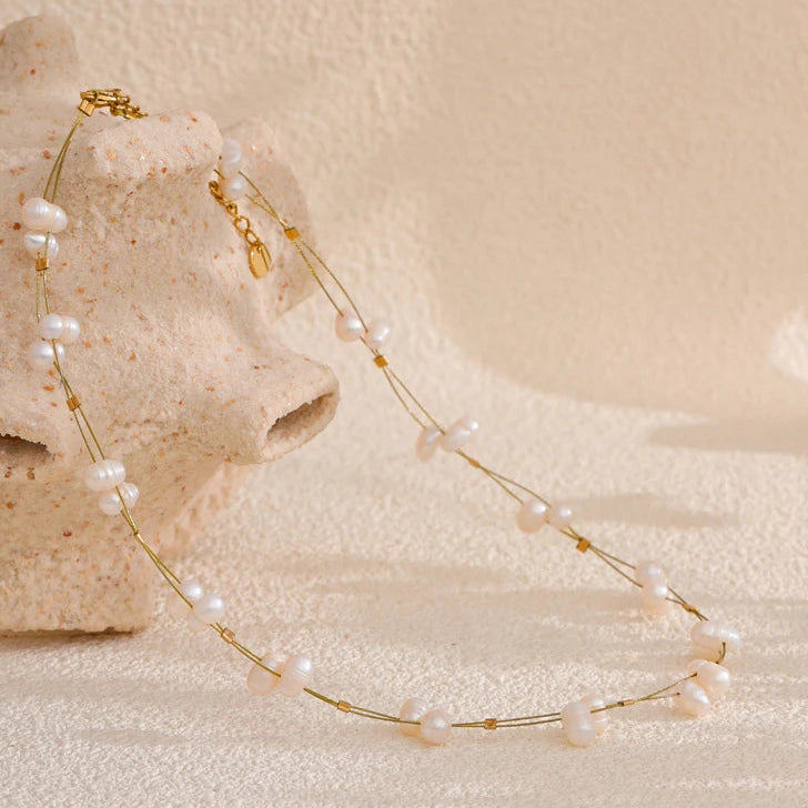 Elegantes Armband aus Süßwasserperlen, 18 Karat vergoldet